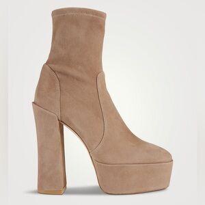 Stuart Weitzman Suede Leather Skyhigh 145 Platform Booties - 7.5
